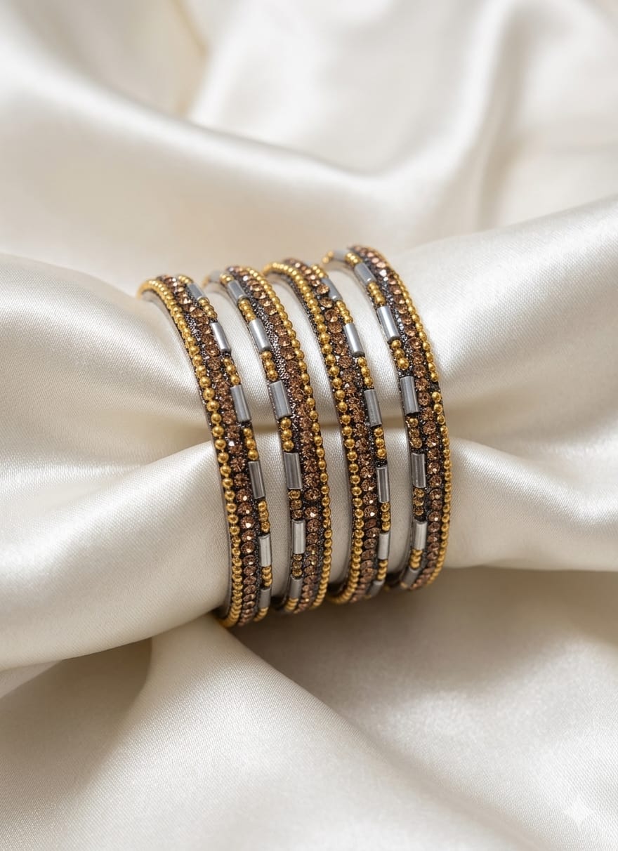 Kids Metal Grey Bangles-0422