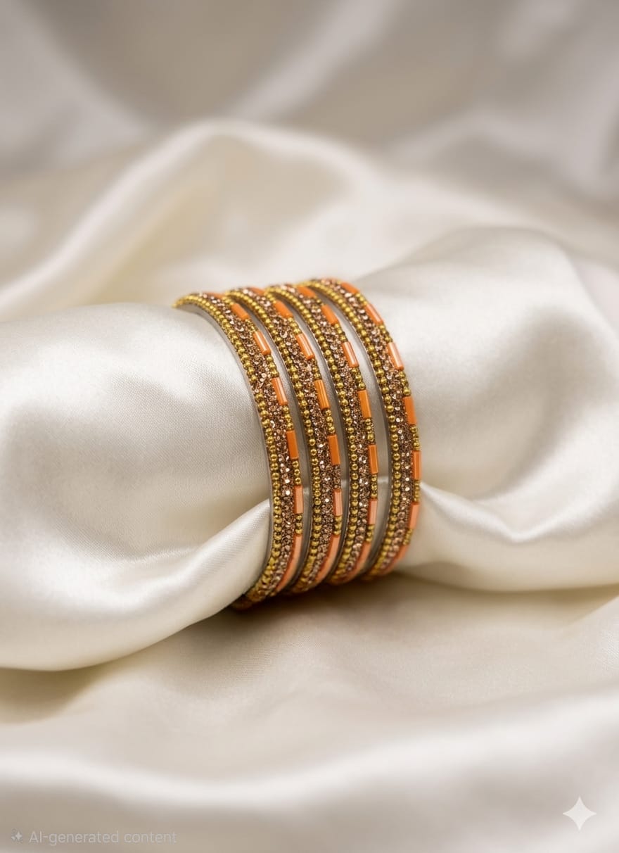 Kids Metal Orange Bangles-0427