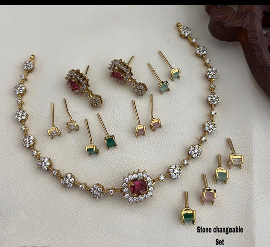 Necklace Set - Changeable color Stones