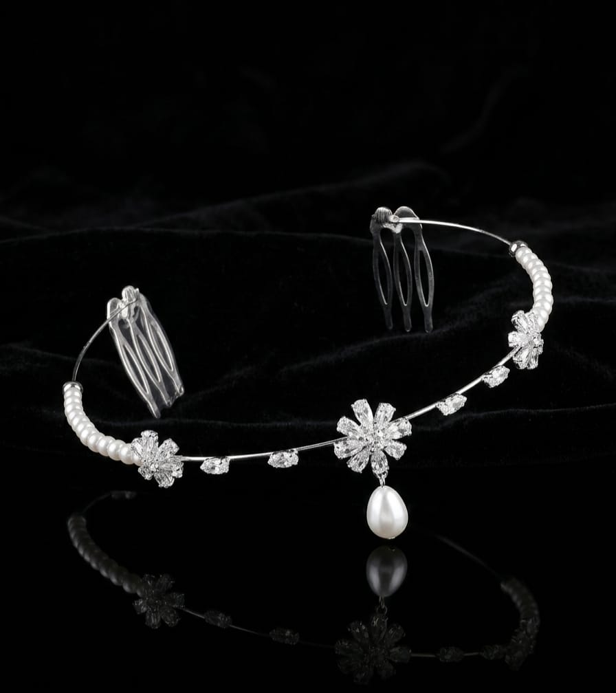 Pearl and Crystal Hair band - 010