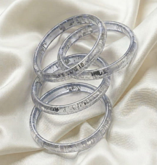 3mm crystal gray silver foil metallic bangles