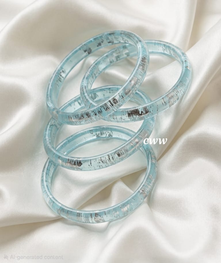 3mm crystal silver foil metallic blue bangles