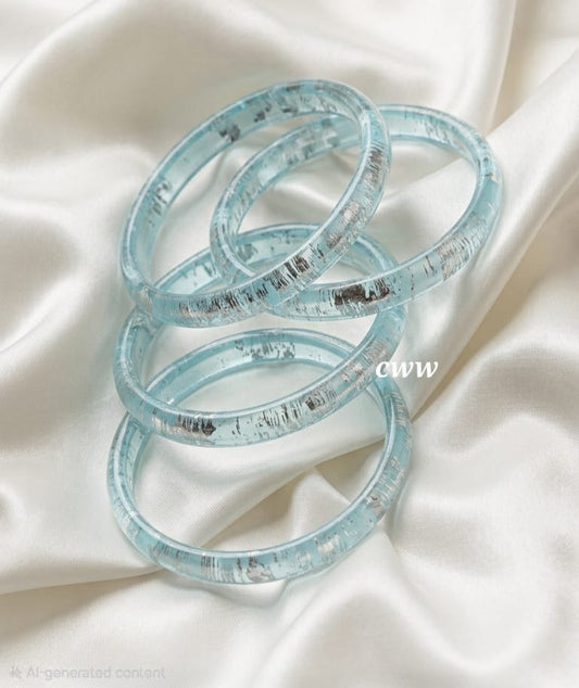 3mm crystal silver foil metallic blue bangles