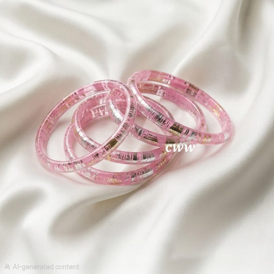3mm crystal pink silver metallic bangles