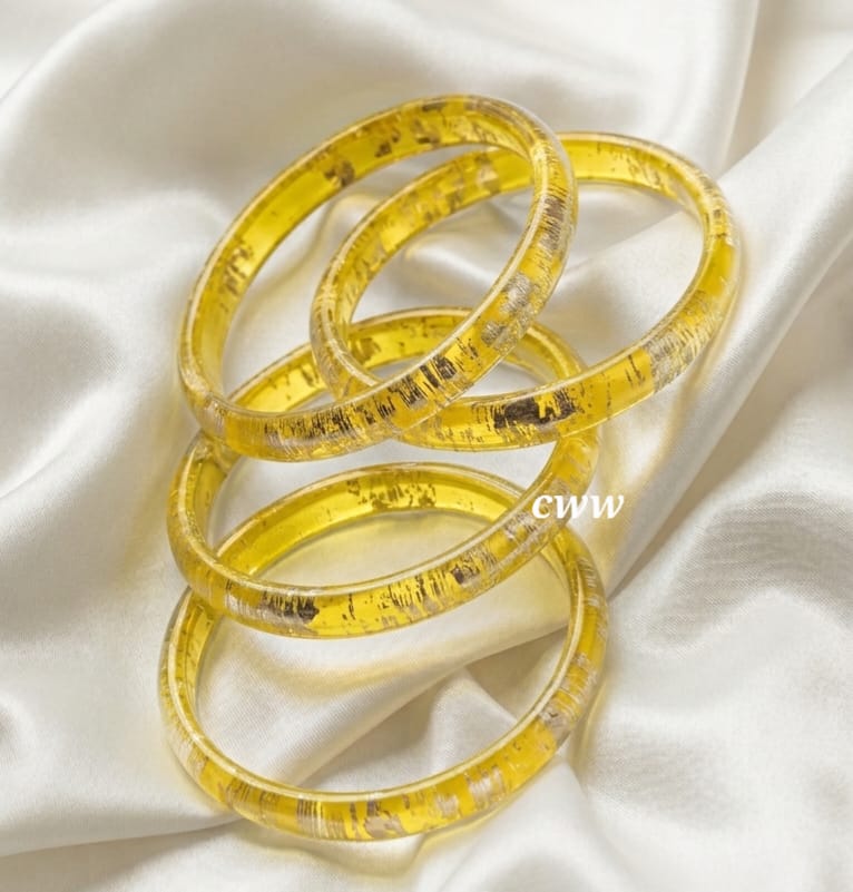 3mm crystal yellow silver foil metallic bangles