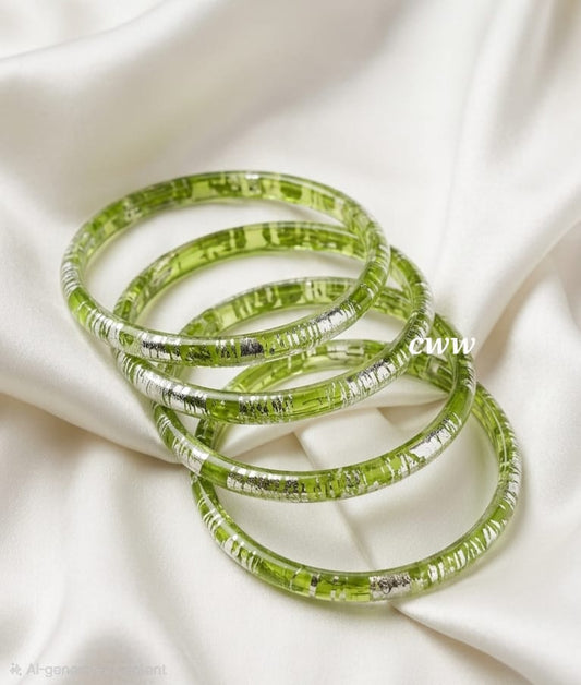 3mm crystal green silver foil metallic bangles