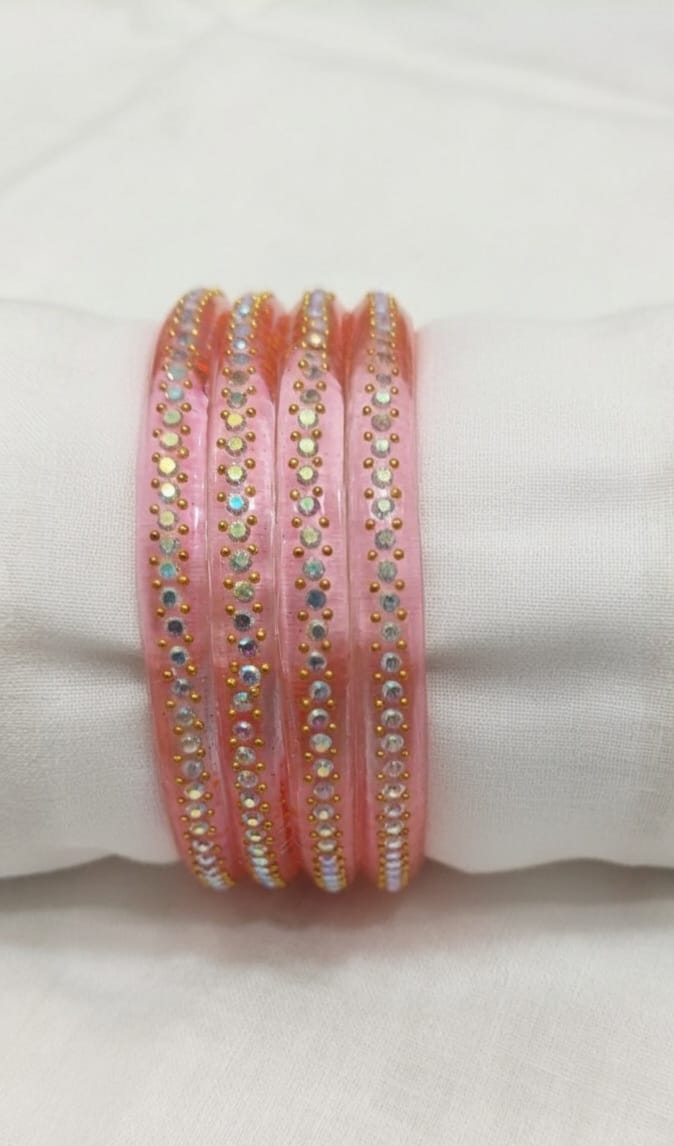 4MM crystal Onion pink bangles-4 bangles