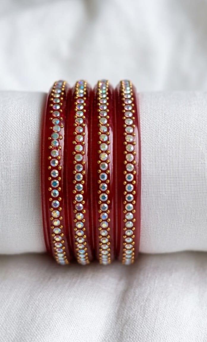 4mm Crystal Red bangles-4 Bangles