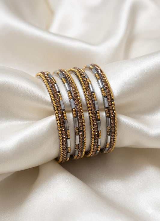 Kids Metal Grey Bangles-0422